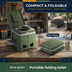 Army Green Folding Portable Camping Toilet, Compact Odour-Resistant Toilet for Camping and Car Trips
