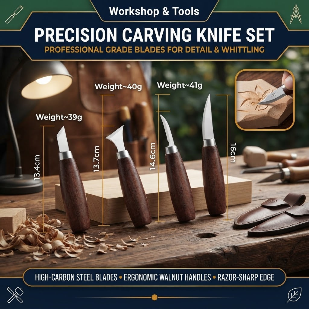 19 Piece Wood Carving Tool Set with Hook Knife for Spoon Carving, Whittling and Woodworking