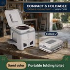Sand Color Folding Portable Camping Toilet, Compact Odour-Resistant Toilet for Camping and Car Trips