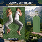 Orange Double Camping Sleeping Pad with Built-in Foot Pump, Extra Wide Inflatable Mat for Tents