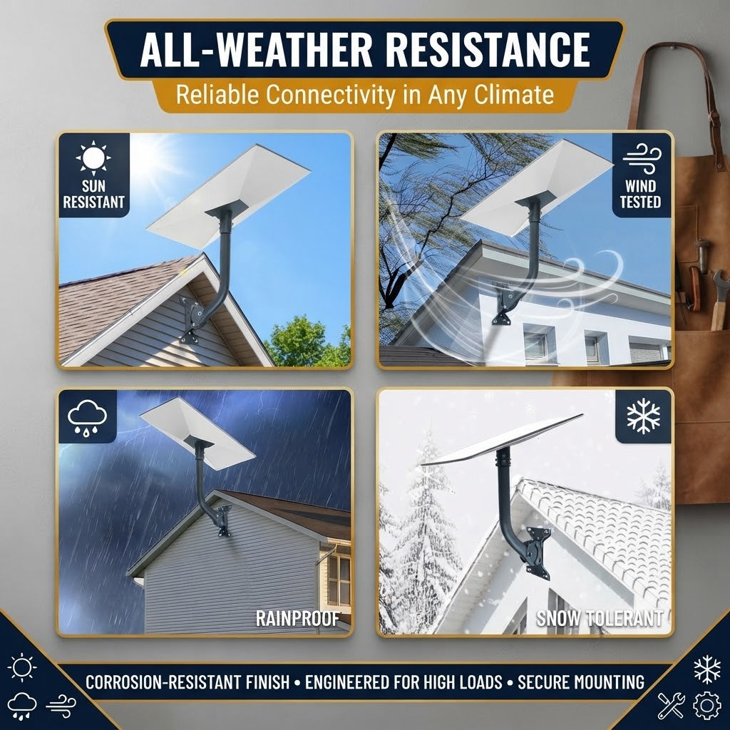 Satellite Dish Wall and Roof Mount for Gen 3 Standard Dish, 360° Adjustable Curved Pole Bracket Kit
