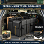 Beige Foldable Car Boot Storage Box, Collapsible Polyester Organiser for Groceries and Sports Gear