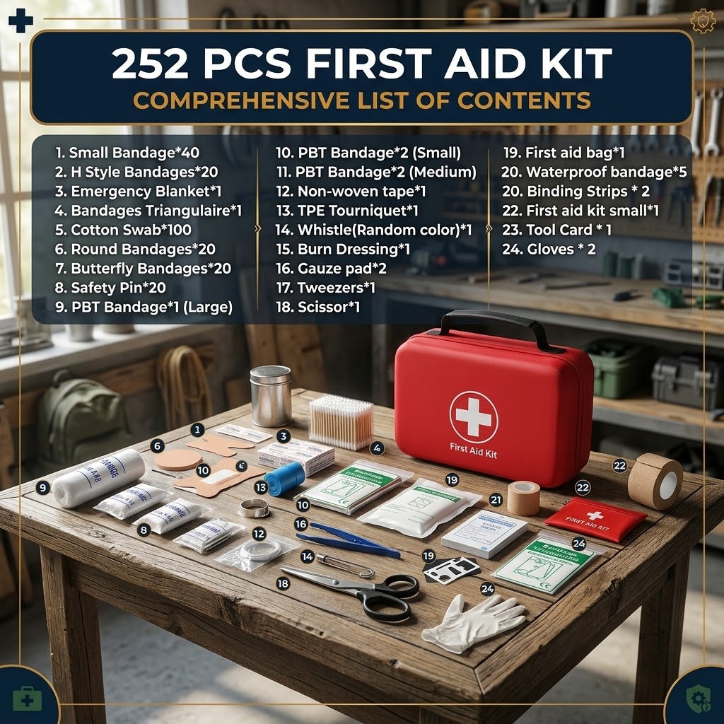 210-Piece First Aid Kit in Hard EVA Case, Portable Emergency Kit for Car, Home, Camping and Travel