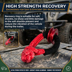 Red Soft Shackle and Snatch Recovery Ring Set, 38,000 lbs UHMWPE Rope Shackle for 4WD Recovery