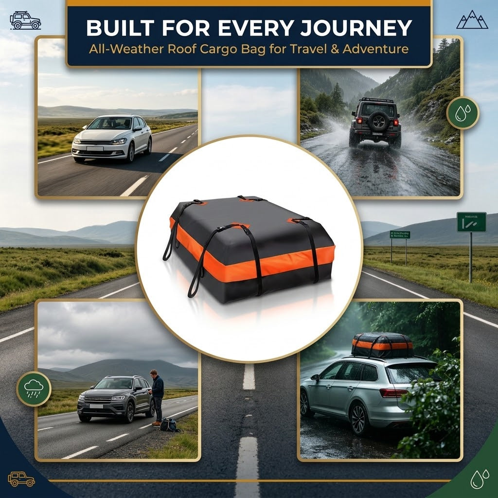 Waterproof Car Roof Bag 112 x 88 x 44cm, Oxford Cloth Rooftop Cargo Carrier for SUVs, Utes and Vans, Black