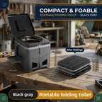 Black Grey Folding Portable Camping Toilet, Compact Odour-Resistant Toilet for Camping and Car Trips