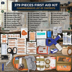 Black 379-Piece First Aid Kit in MOLLE Pouch, Compact Emergency Kit for Car, Camping, Hiking and Home
