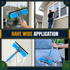 Blue Extendable Window Cleaning Kit 100-420cm, 2-in-1 Squeegee and Microfibre Scrubber, 180° Swivel Head