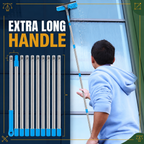 Blue Extendable Window Cleaning Kit 100-420cm, 2-in-1 Squeegee and Microfibre Scrubber, 180° Swivel Head