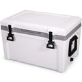 52QT Hard Cooler 49L with Dry Basket, Bottle Opener and Cup Holder, Insulated Ice Chest for Camping