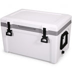 52QT Hard Cooler 49L with Dry Basket, Bottle Opener and Cup Holder, Insulated Ice Chest for Camping