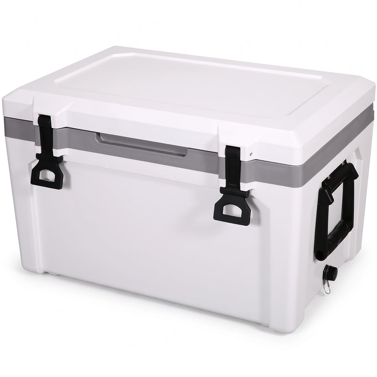 52QT Hard Cooler 49L with Dry Basket, Bottle Opener and Cup Holder, Insulated Ice Chest for Camping