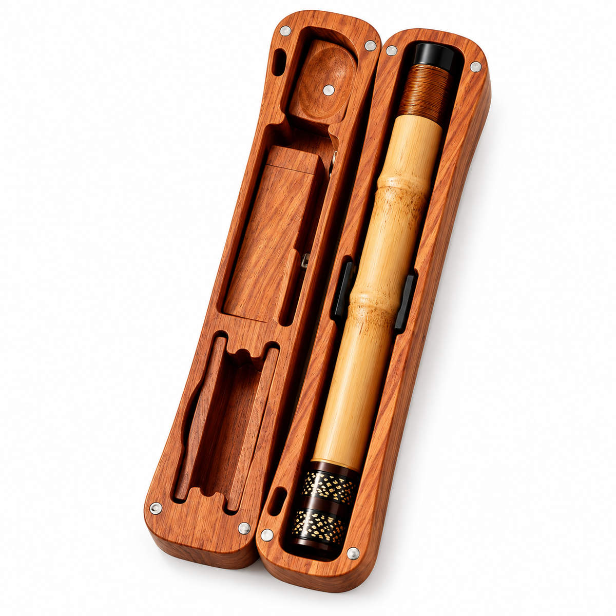 Champagne Tenkara Fishing Rod 1.7m with Wooden Storage Box, Ultralight 13-Section Carbon Stream Rod