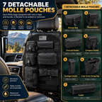 Tactical Seat Back Organiser with 7 MOLLE Pouches, PVC-Lined Seat Cover for 4WDs, Utes and SUVs