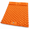 Orange Double Camping Sleeping Pad with Built-in Foot Pump, Extra Wide Inflatable Mat for Tents