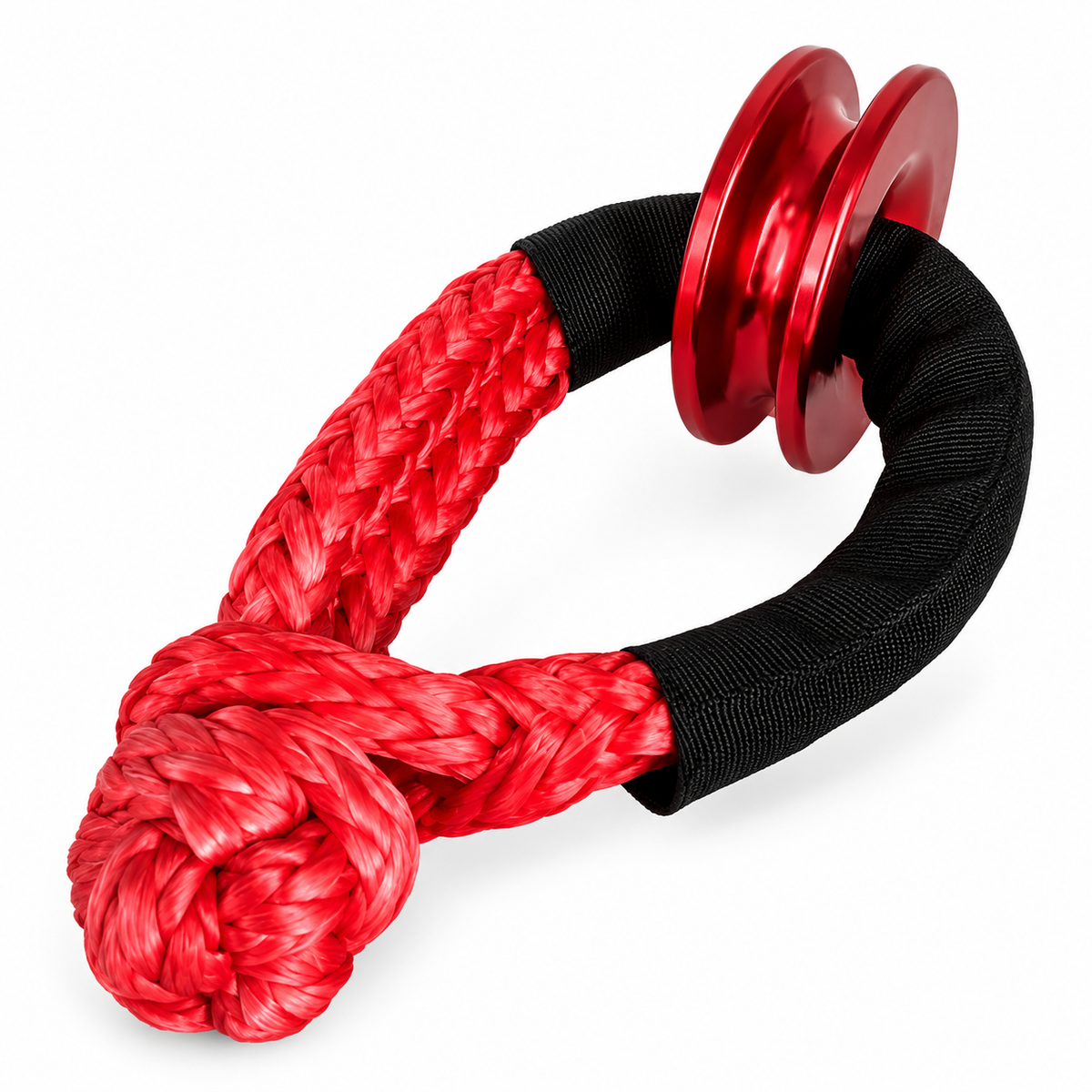 Red Soft Shackle and Snatch Recovery Ring Set, 38,000 lbs UHMWPE Rope Shackle for 4WD Recovery