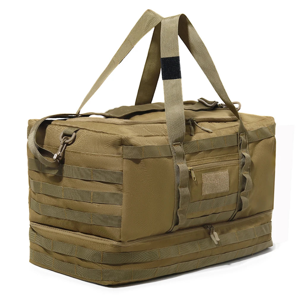 50L Black Tactical Duffel Bag in 600D Fabric for Travel, Camping, Hiking and Gym
