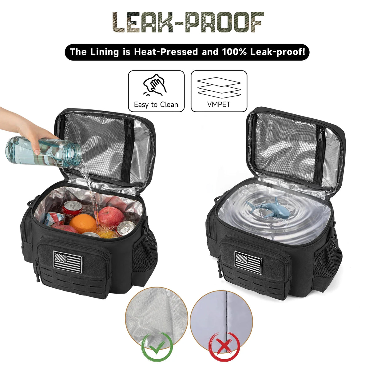 Green Tactical Insulated Cooler Lunch Bag, Leak-Resistant and Heavy Duty for Work, Camping and Picnics