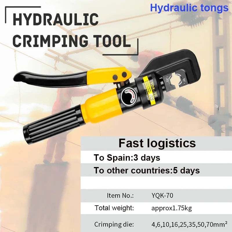 Hydraulic Crimping Tool 8 Ton with 8 Die Pairs for 4-70mm² Copper Cable Lugs and Terminals