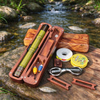 Emerald Tenkara Fishing Rod 1.7m with Wooden Storage Box, Ultralight 13-Section Carbon Stream Rod