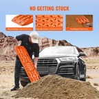 Recovery Traction Boards Pair, 10 Tonne Rated PP Tyre Traction Mats for 4WD, SUV and RV, Red Medium