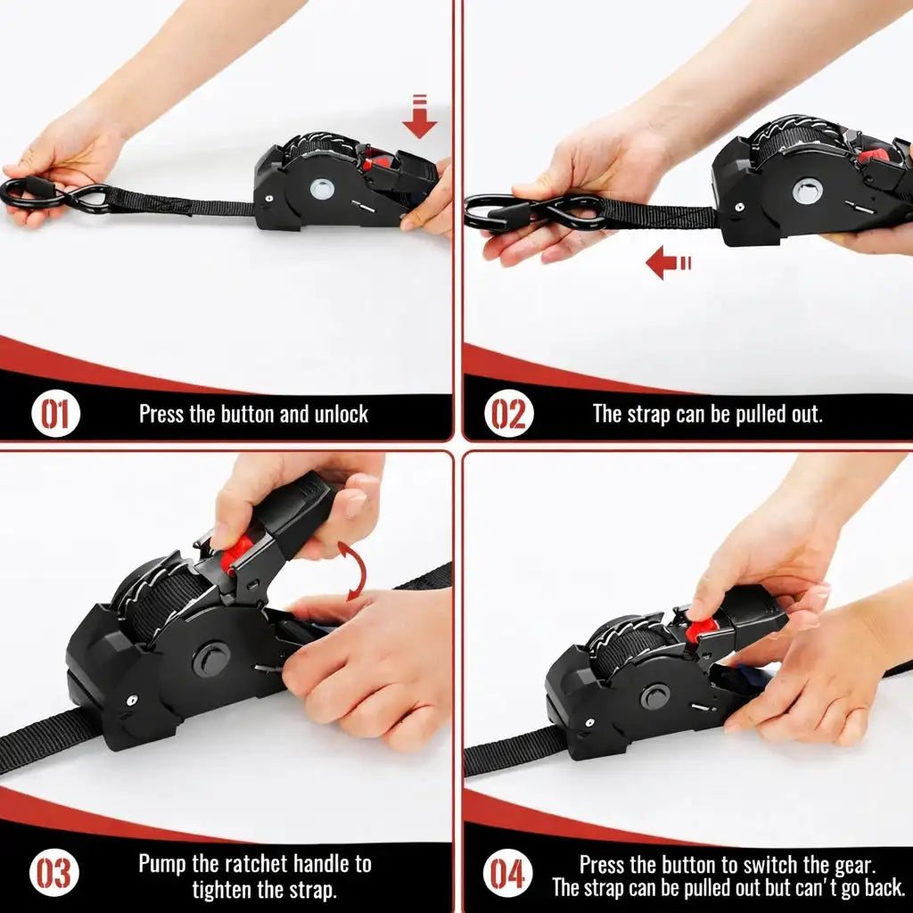 Retractable Ratchet Tie-Down, 3.5 m x 25 mm