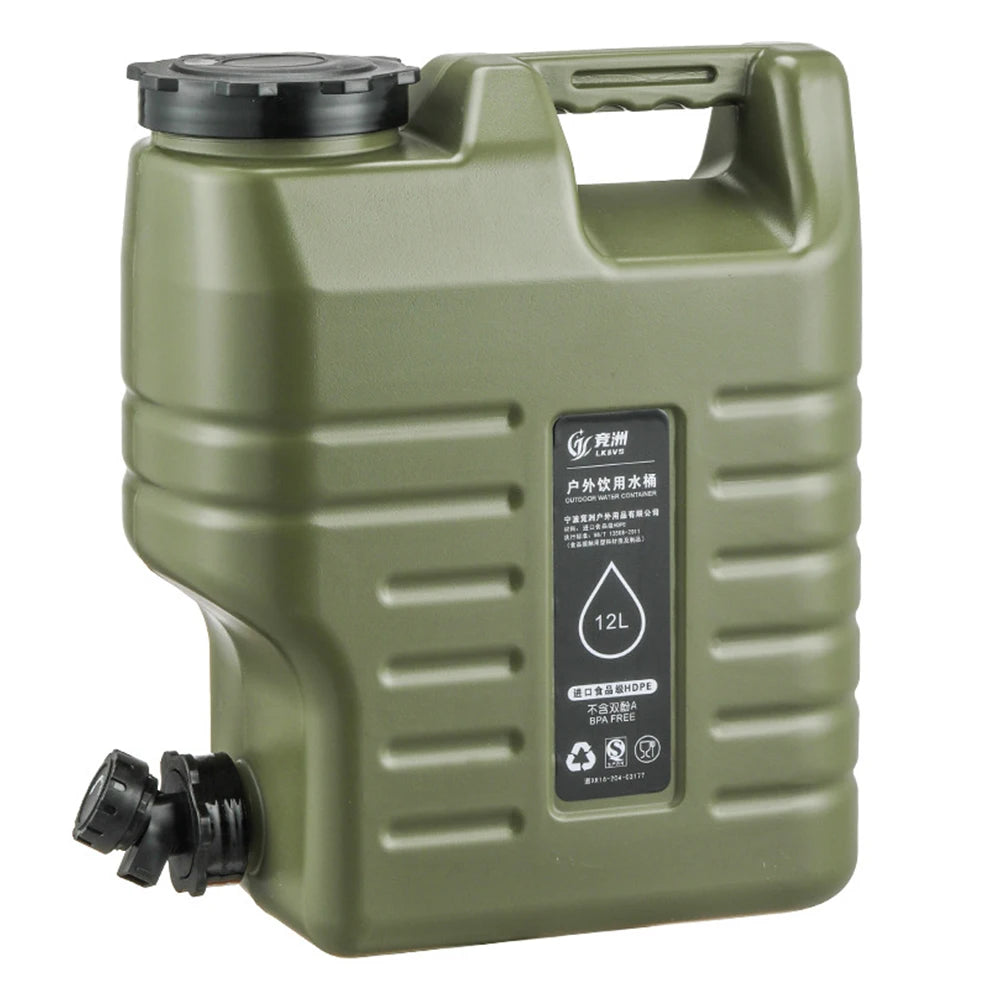 12L Portable Camping Water Container with Tap and Extension Hose, BPA-Free Water Carrier for Outdoor Use