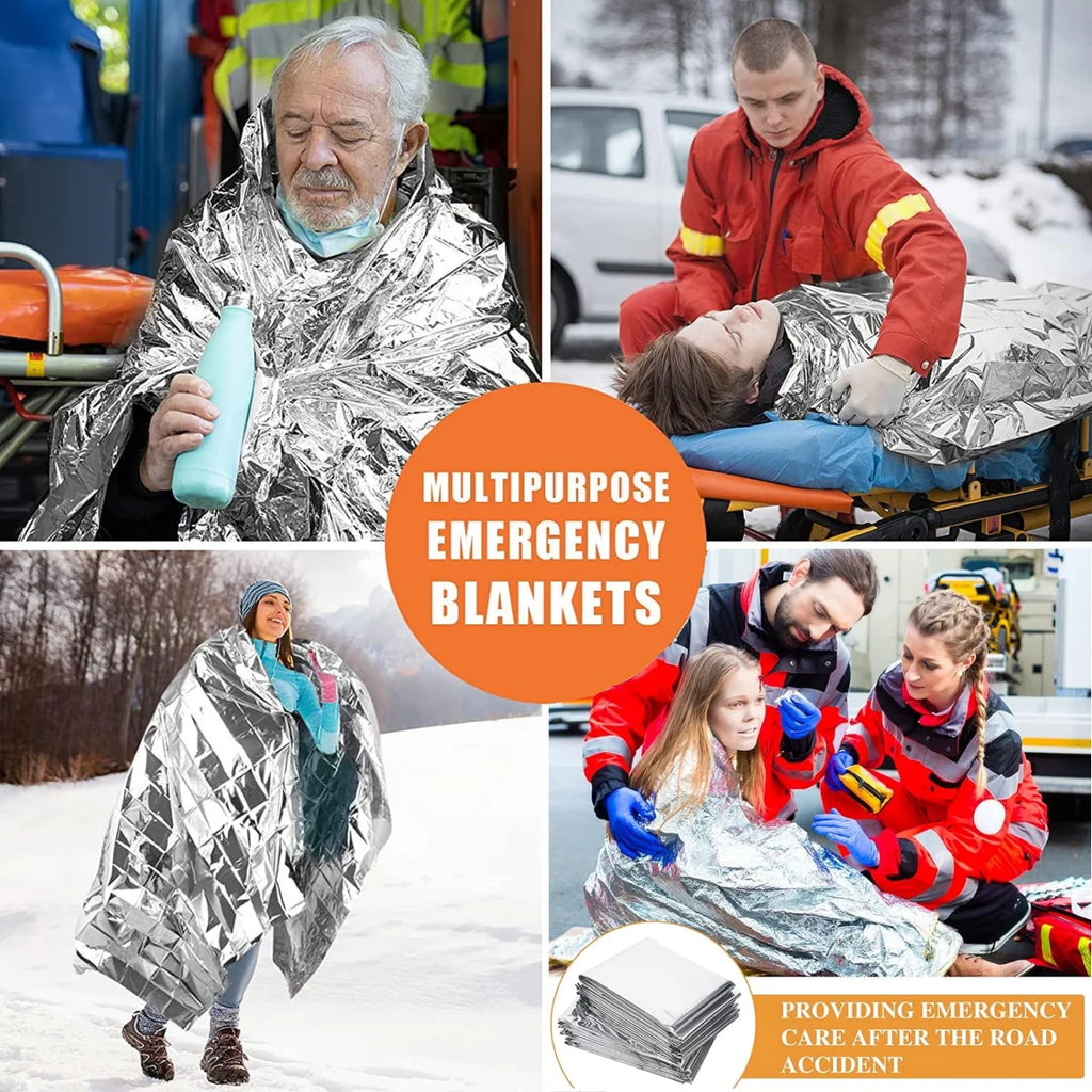 Emergency Foil Blankets 30 Pack, 130 x 210cm Thermal Space Blankets for Camping, Hiking and Car Kits, Gold and Silver