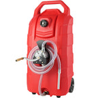 16 Gallon Portable Fuel Caddy with Hand Pump, Wheels and Metal Wire Hose for Petrol, Diesel and Oil