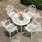 Round Metal Patio Table, Modern Outdoor Dining Table for Garden, Courtyard and Terrace