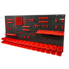 30 Piece Wall Mounted Parts Storage Bins with Wall Panels, Stackable Garage and Workshop Organiser, Red
