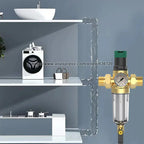 RV Water Pressure Regulator with 40 Micron Filter, Adjustable Brass Valve, 3/4 and 1 Inch