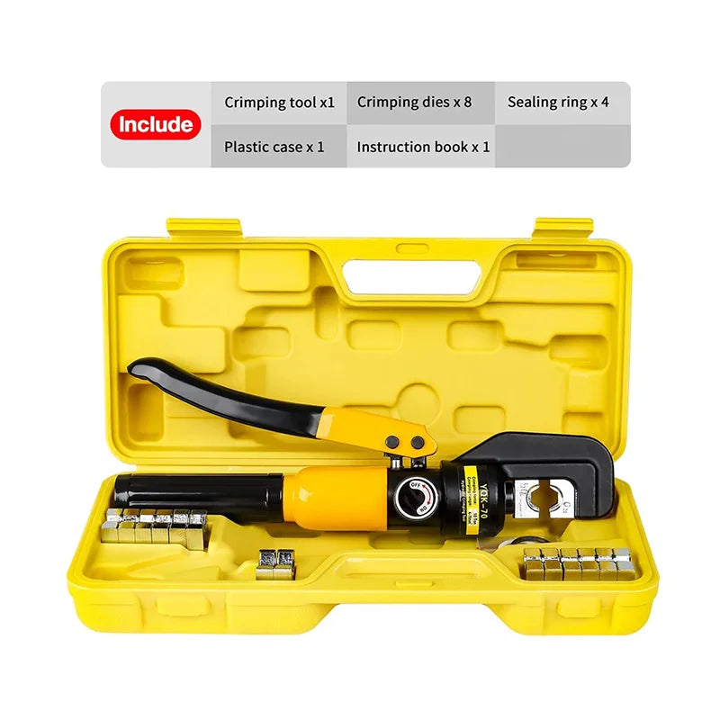 Hydraulic Crimping Tool 8 Ton with 8 Die Pairs for 4-70mm² Copper Cable Lugs and Terminals