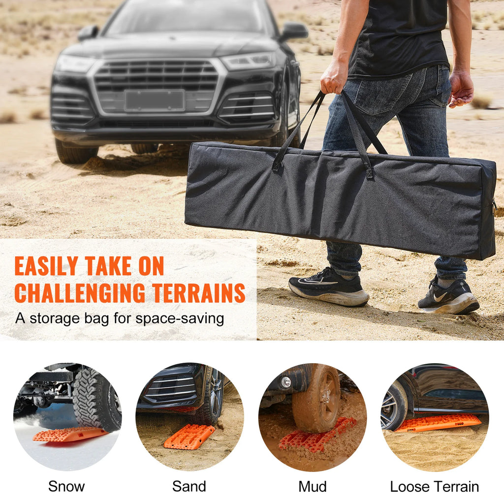 Recovery Traction Boards Pair, 10 Tonne Rated PP Tyre Traction Mats for 4WD, SUV and RV, Red Medium