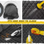 Waterproof Dog Back Seat Cover with Mesh Window and Side Flaps, Quilted Pet Hammock for Cars and Trucks