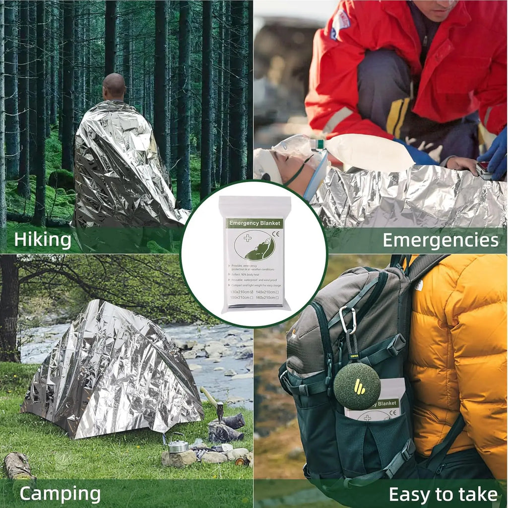 Emergency Foil Blankets 30 Pack, 130 x 210cm Thermal Space Blankets for Camping, Hiking and Car Kits, Gold and Silver
