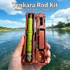 Emerald Tenkara Fishing Rod 1.7m with Wooden Storage Box, Ultralight 13-Section Carbon Stream Rod