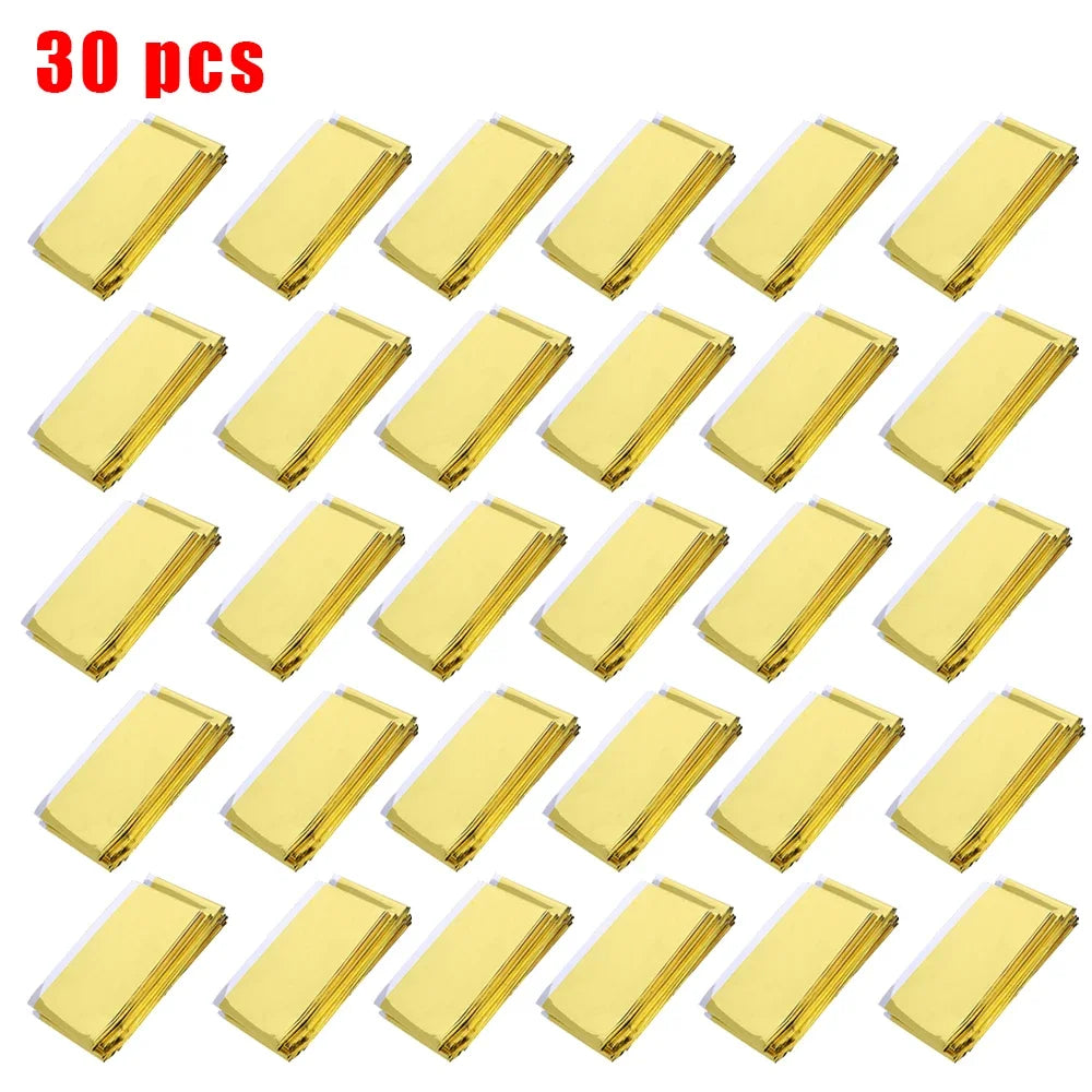 Emergency Foil Blankets 30 Pack, 130 x 210cm Thermal Space Blankets for Camping, Hiking and Car Kits, Gold and Silver