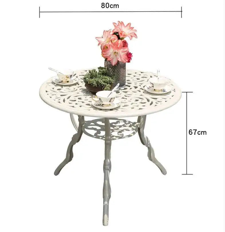 Round Metal Patio Table, Modern Outdoor Dining Table for Garden, Courtyard and Terrace