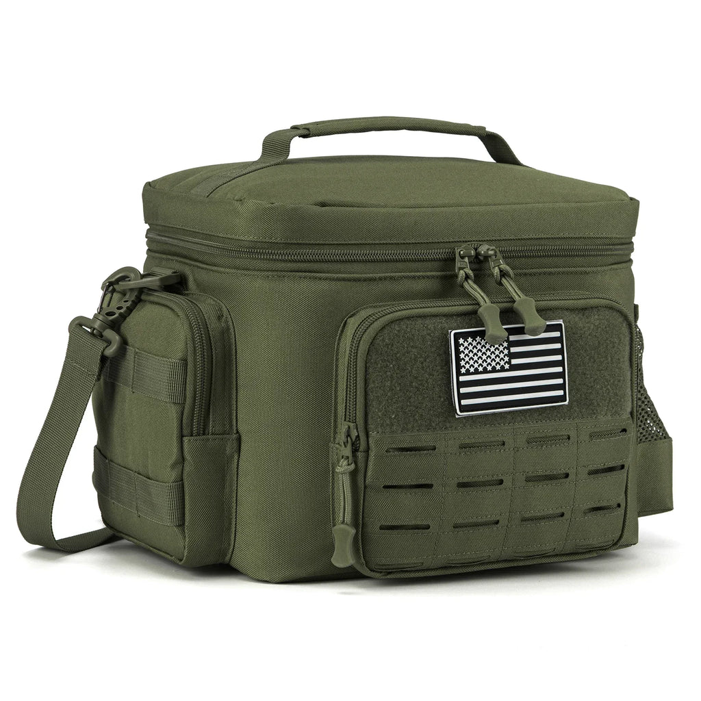 Green Tactical Insulated Cooler Lunch Bag, Leak-Resistant and Heavy Duty for Work, Camping and Picnics