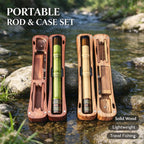 Champagne Tenkara Fishing Rod 1.7m with Wooden Storage Box, Ultralight 13-Section Carbon Stream Rod