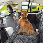 Waterproof Dog Back Seat Cover with Mesh Window and Side Flaps, Quilted Pet Hammock for Cars and Trucks