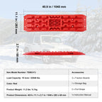 Recovery Traction Boards Pair, 10 Tonne Rated PP Tyre Traction Mats for 4WD, SUV and RV, Red Medium