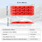 Recovery Traction Boards Pair, 10 Tonne Rated PP Tyre Traction Mats for 4WD, SUV and RV, Red Medium