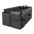 Black Foldable Car Boot Storage Box, Collapsible Polyester Organiser for Groceries and Sports Gear