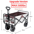 Folding Wagon Cart with All-Terrain Wheels and Brakes, Collapsible Trolley for Camping, Beach and Garden, Beige Brown