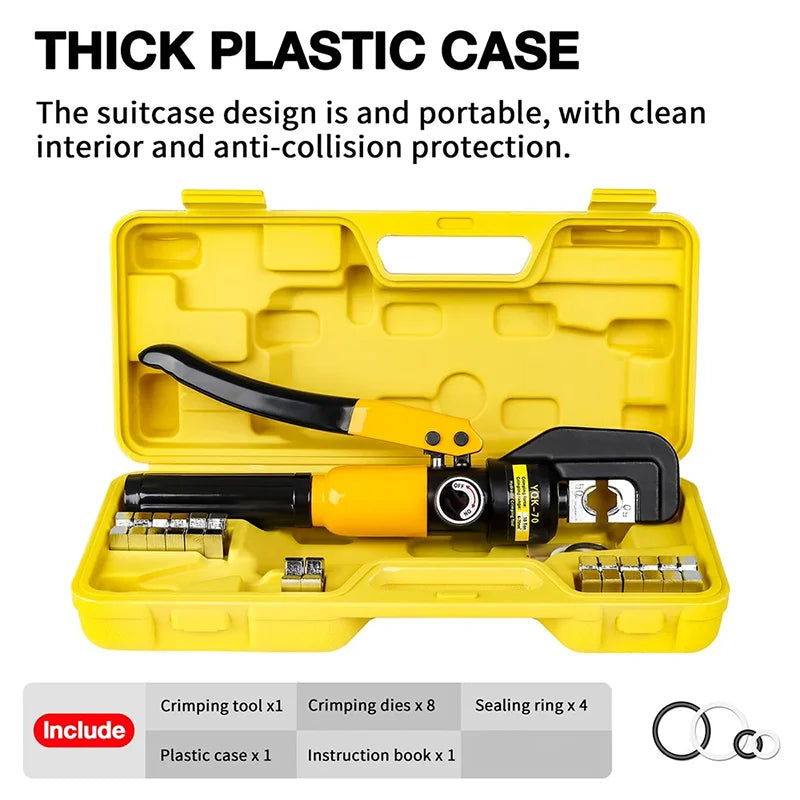 Hydraulic Crimping Tool 8 Ton with 8 Die Pairs for 4-70mm² Copper Cable Lugs and Terminals