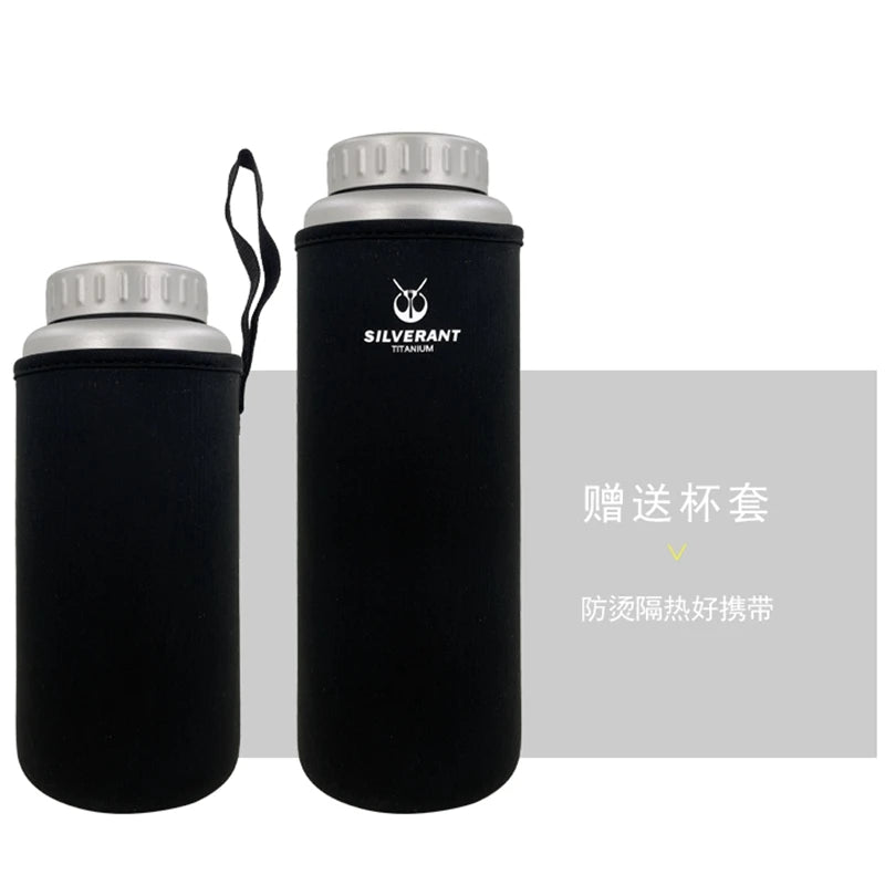 Titanium Water Bottle 1500ml, Single-Wall Wide-Mouth Flask for Camping, Hiking and Travel