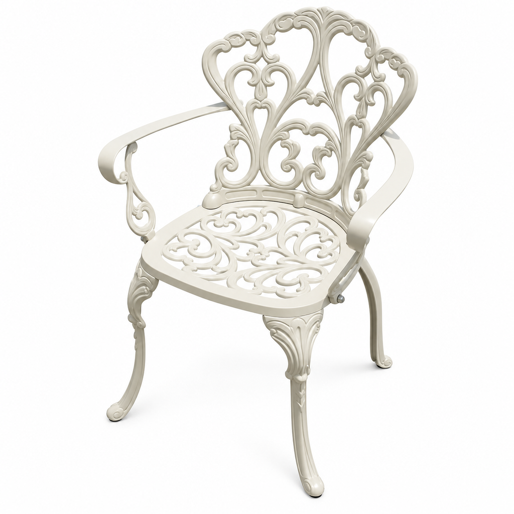Outdoor Metal Patio Chair with Armrests, Modern Garden Chair for Courtyards, Terraces and Decks