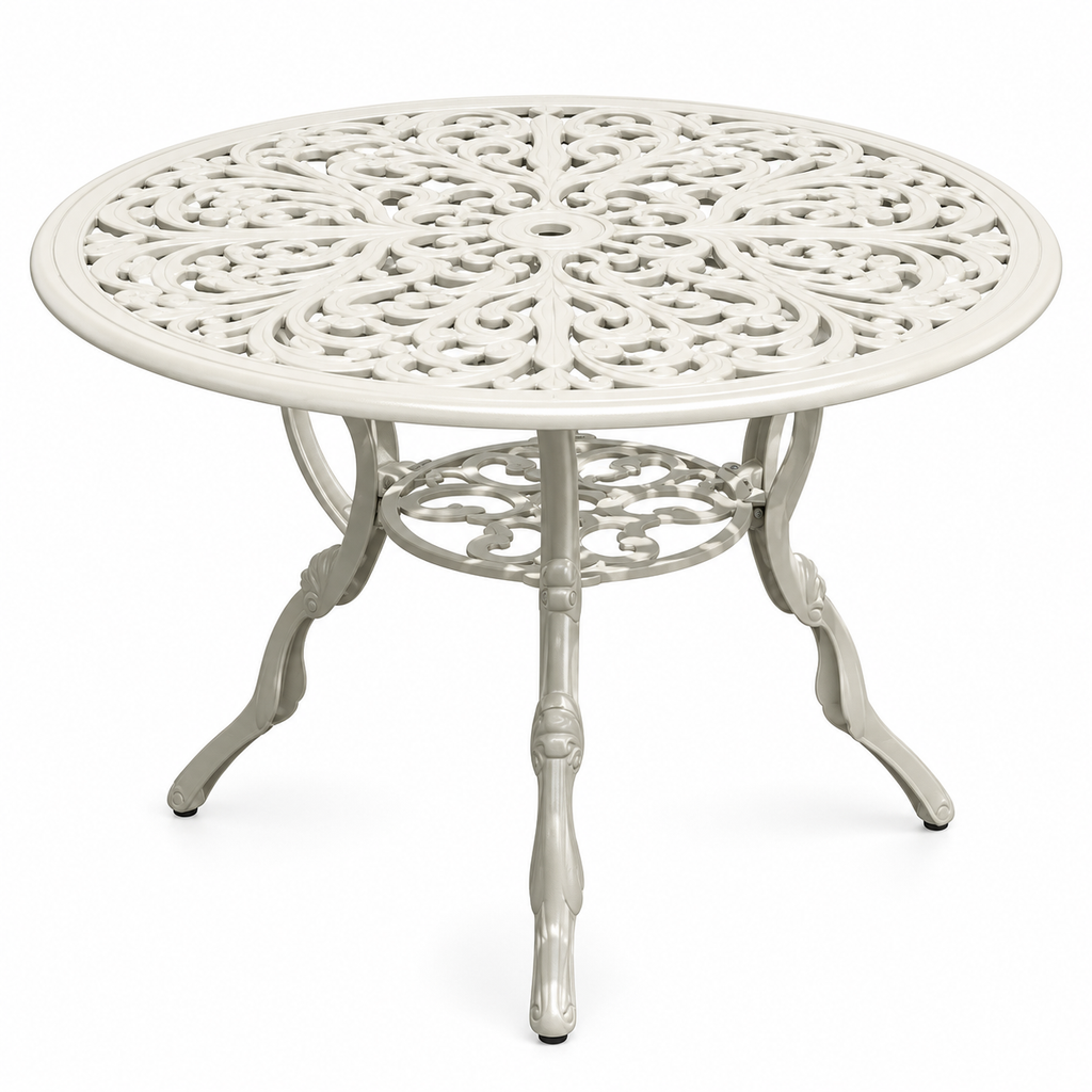 Round Metal Patio Table, Modern Outdoor Dining Table for Garden, Courtyard and Terrace